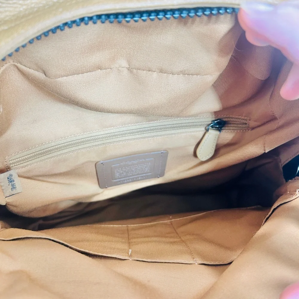 Coach Tan Shearling Motif West Backpack Bag CE437 Ginger Pebble Leather